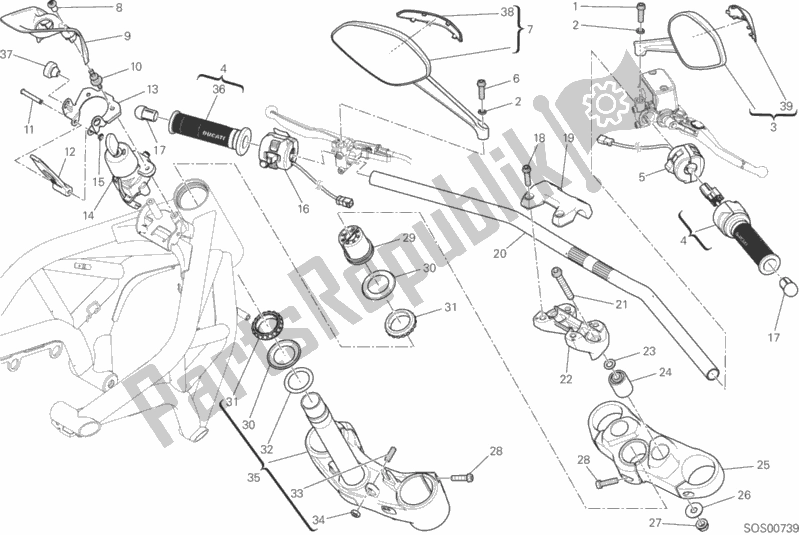 Todas las partes para Manillar Y Controles de Ducati Monster 821 USA 2015